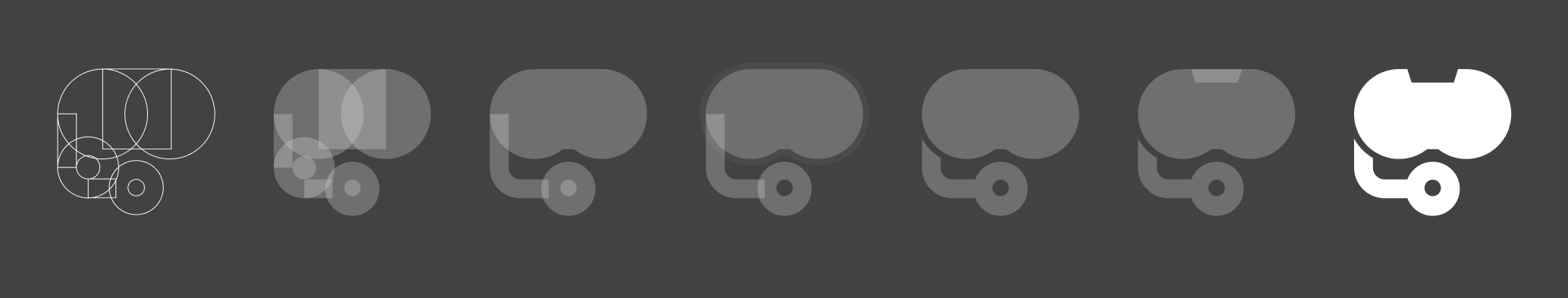 Seven construction stages of the Iron Dive symbol