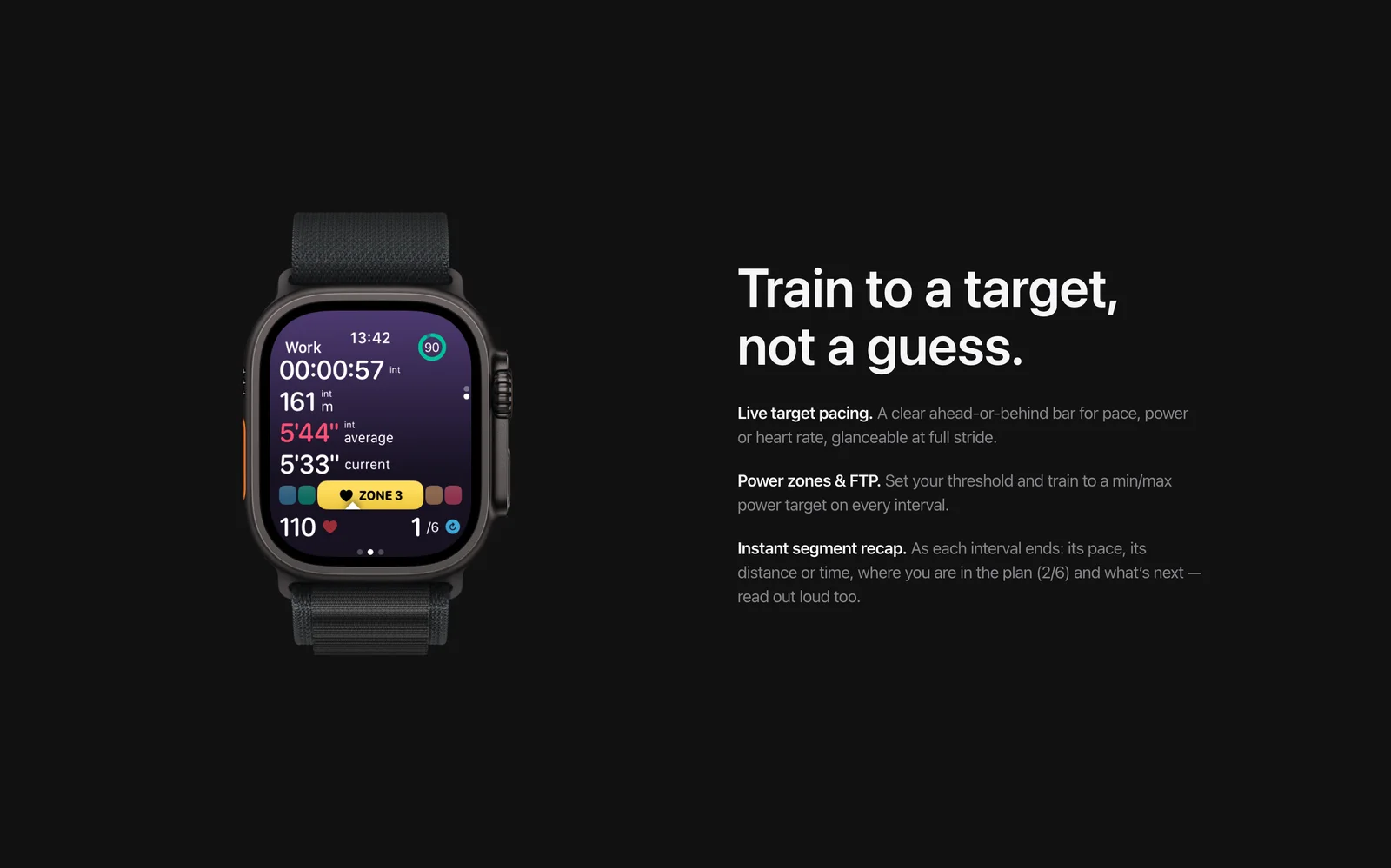 YouRace website, interval mode section